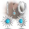 Luxury Female White Green Zircon Stone Hoop Earrings Vintage Fashion Silver Color Wedding  For Women