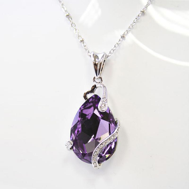 New Purple Crystal Zircon Necklace For Women With Elegant And Personalized Design, Fashionable Jewelry Accessories