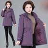 Women Winter Jacket Hood Warm Parkas Fleece Mid Length Padded Jacket Windbreakers Outerwear Mother Coat