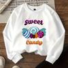Kids Crewneck Sweatshirt,Cute Candy Pattern Graphic Print, Spring Autumn Casual Sports