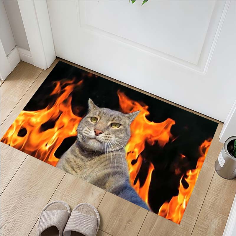 Cute Orange Tabby Kitten with Blue Eyes Doormat, Fluffy Cat Non-Slip Floor Mat for Entryway Bedroom 40x60cm( 15x23in )