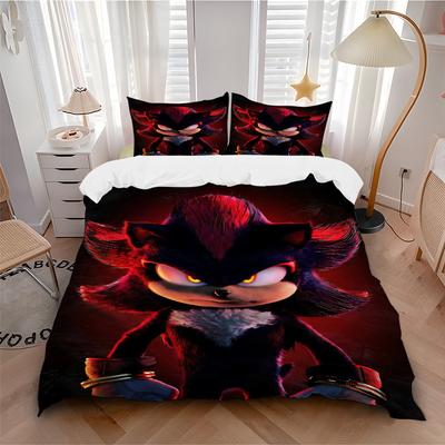 3pcs Shadow the Hedgehog Comforter Set - Four Seasons Home High,Machine Washable Bedspread with Pillowcases (No Filling) Yy250909046