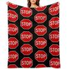 Red Stop Sign Illustration with Black Background Throw Blanket Vintage Blankets For Sofas Quilt Wednesday Blankets