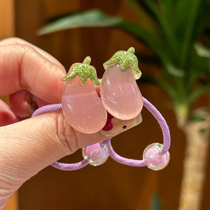 2PCS New Lovely Eggplant Girls Elastic Hair Bands Hair Accessories Children Hair Ties Baby Headwear