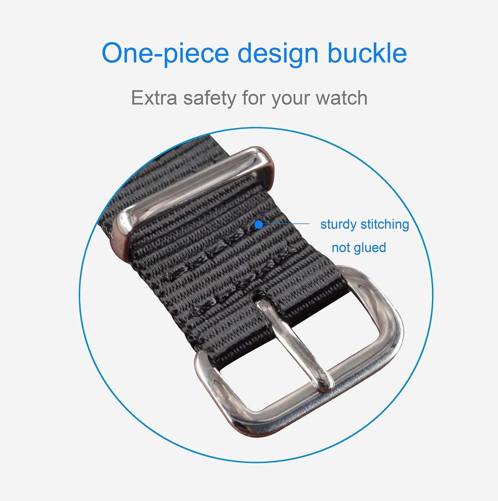 [MZBUTIQ] 19mm Czarny Pasek do Zegarka z Nylonu Balistycznego, Jednoczęściowy, Łatwo Wymienialny