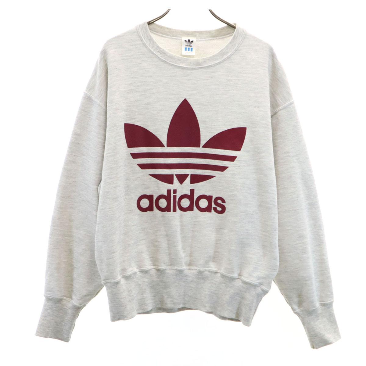 

adidas 80-е винтаж логотип Трилистник Свитшот с длинным рукавом L серый Descente Мужской Б/у