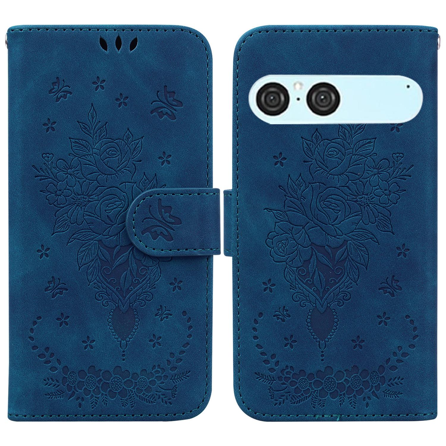 

For Sony Xperia 10 VII Case Butterfly Flower Imprint PU Leather Wallet Phone Cover with Strap