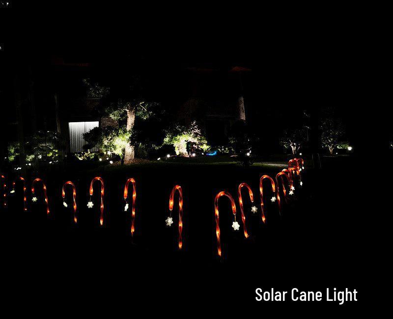 Waterproof Solar Candy Cane Pathway Lights – Festive Outdoor Decoration with Stars and Snowflakes