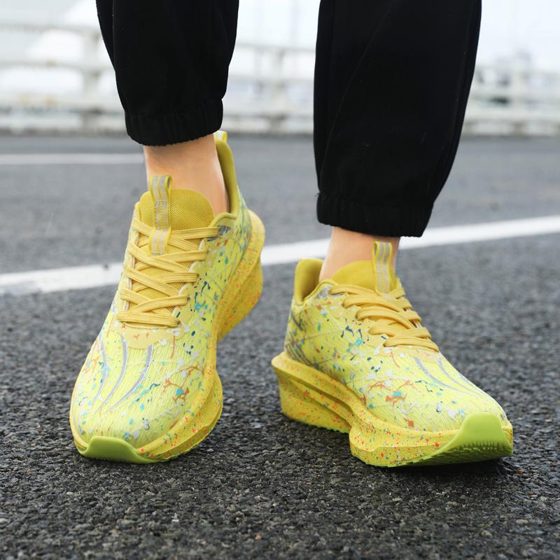 Mote Snøresko Løpesko Menn Kvinner Demping Joggesko Trening Sportssko Sklisikre Tykksålede Trenere Pustende