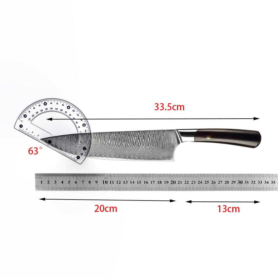8 Inch Chef Knife 67-Layers Damascus Steel 10Cr15Mov Blade Cleaver Meat Slicing Sashimi Japanese Kitchen Knives Ebony Handle
