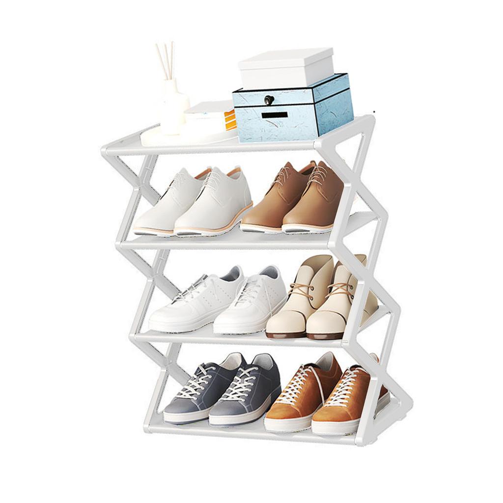 4 Tier Foldable Shoe Rack Space Saving Free Standing Shoe Storage Organizer for Closet Hallway