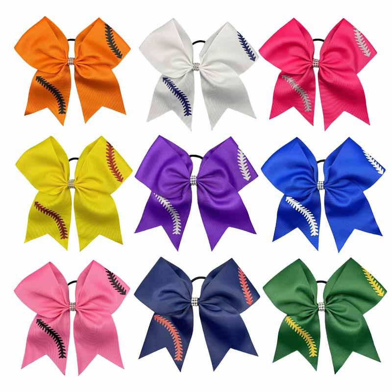 Cheerleader Bow Rhinestone Hair Tie - Olive Branch Design