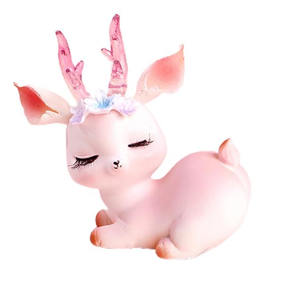 

Раскрашенная вручную фигурка оленя, мультяшная смола, интересная 3D скульптура розового оленя для двора 6