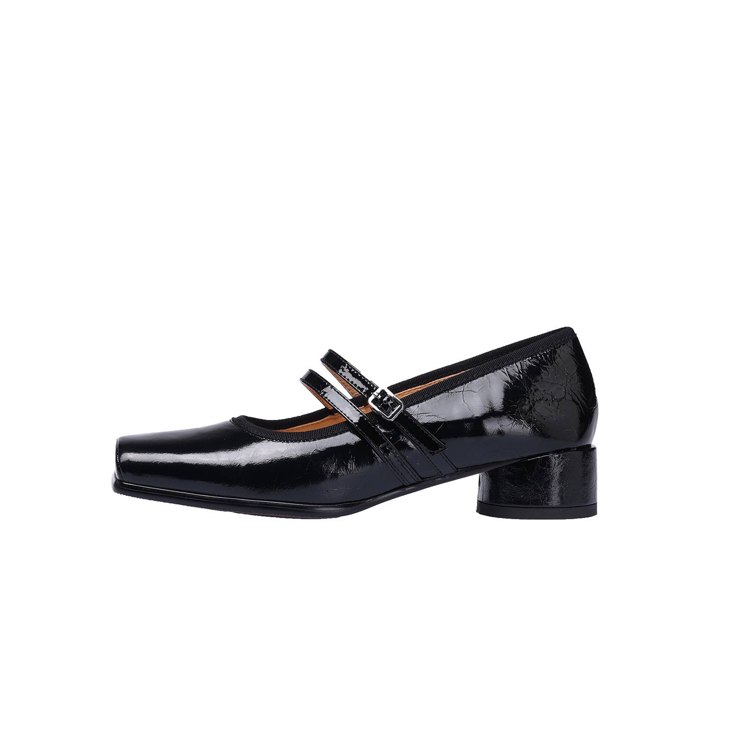 

Krazing Pot Cow Skin Square Toe Med Heels Summer Shoes Big Size 41 Metal Buckle Silver Color Women Modern Pumps 34 чёрный