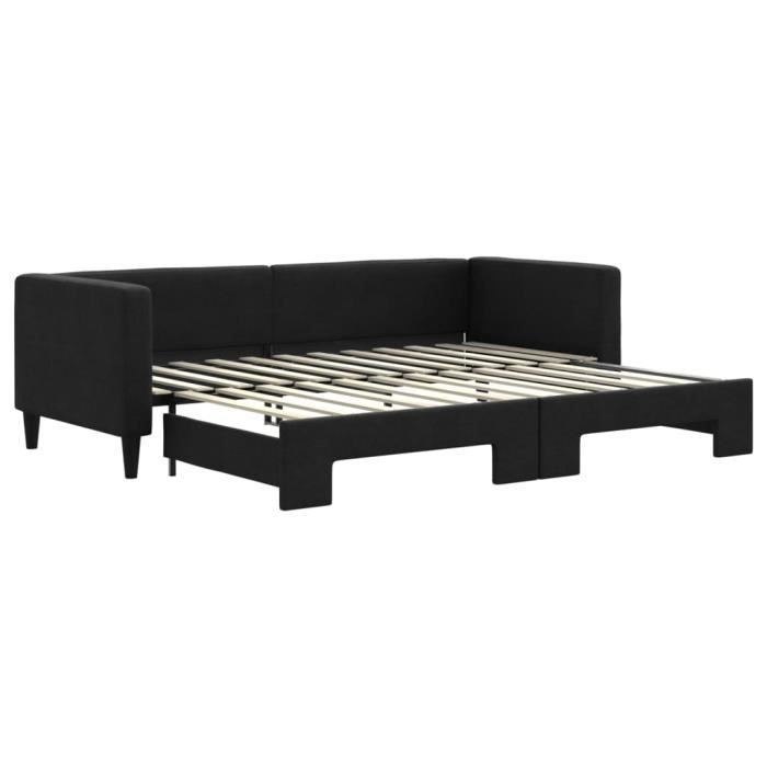 VidaXL Lit de jour avec lit gigogne noir 80x200 cm tissu 3196575