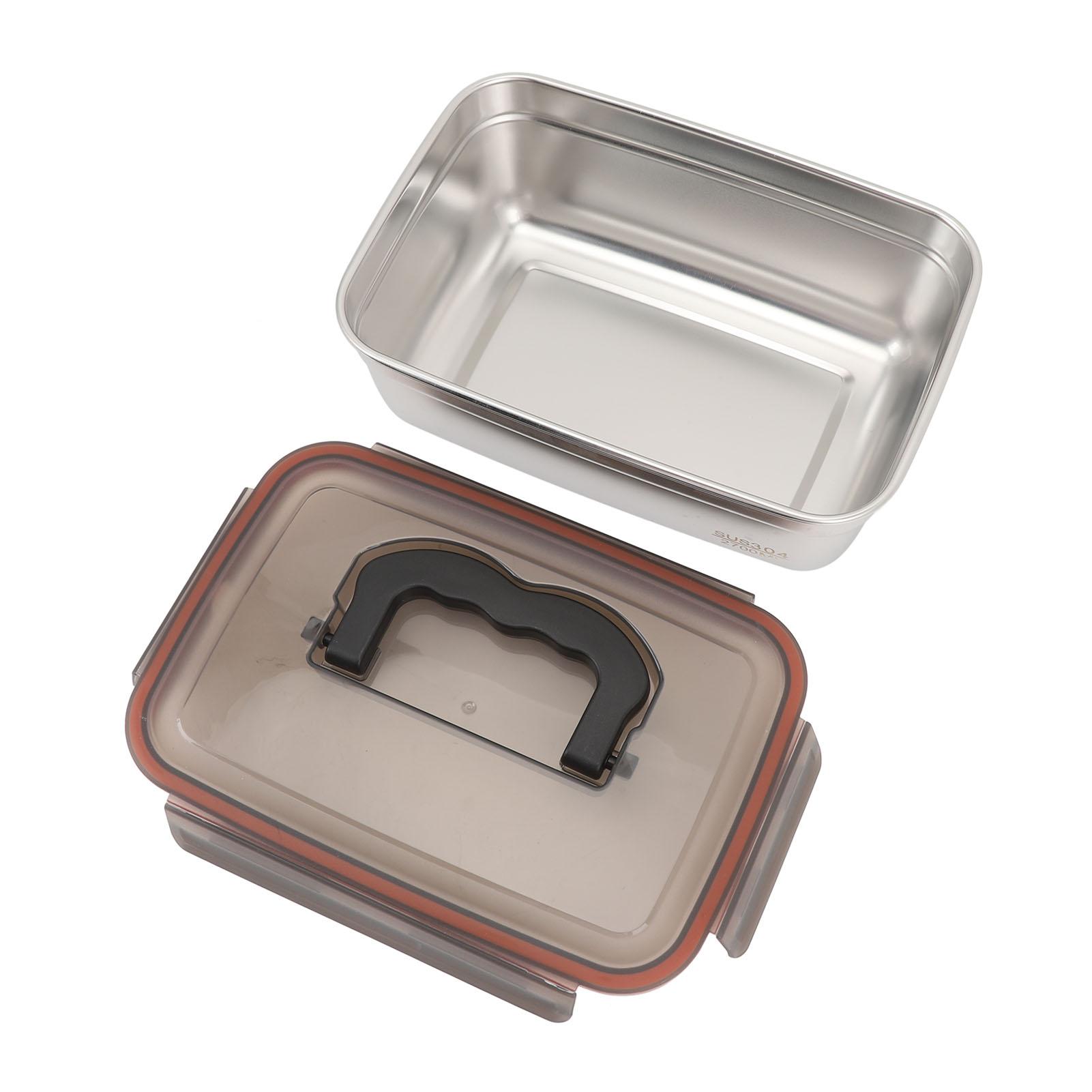 

304 Stainless Steel Food Storage Container Metal Sealed Lunch Box with Handle for Home Refrigerator