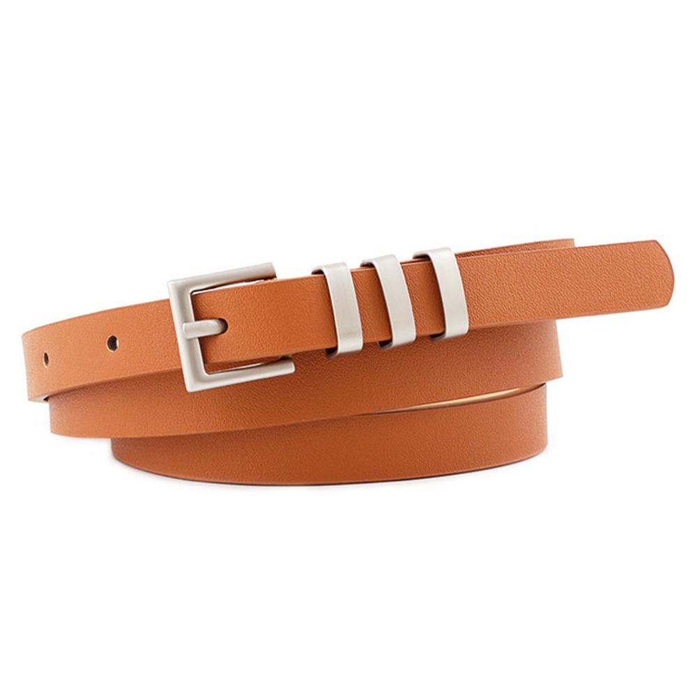 

Women Simple PU Leather Belt Pin Buckle Thin Strap Solid Color Fashion Lady Waistband Camel one size#1