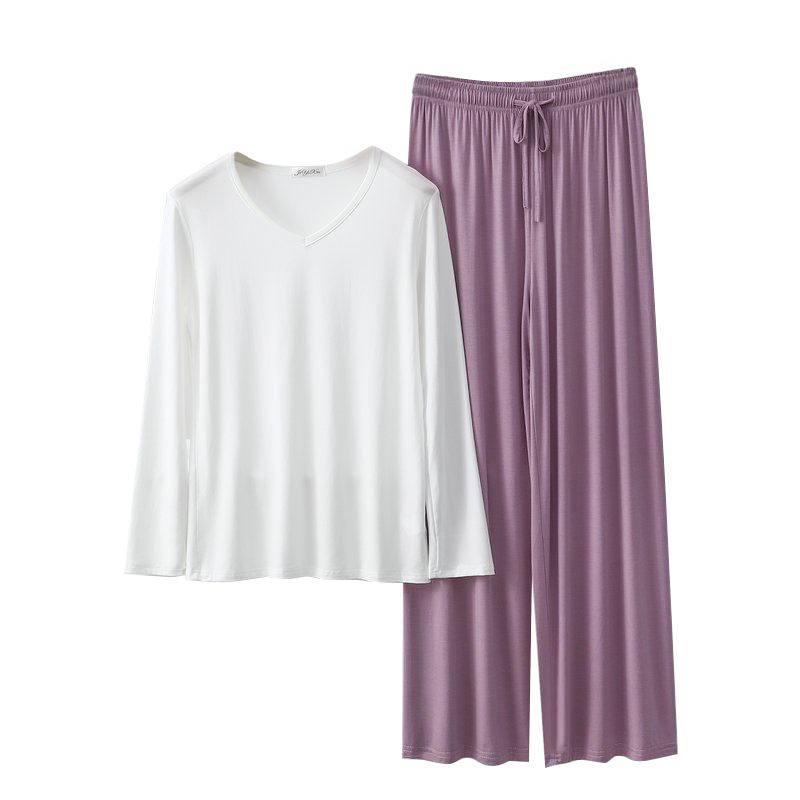 Women's Loose Casual Pajama Sets V-neck T-shirt and Drawstring Pants