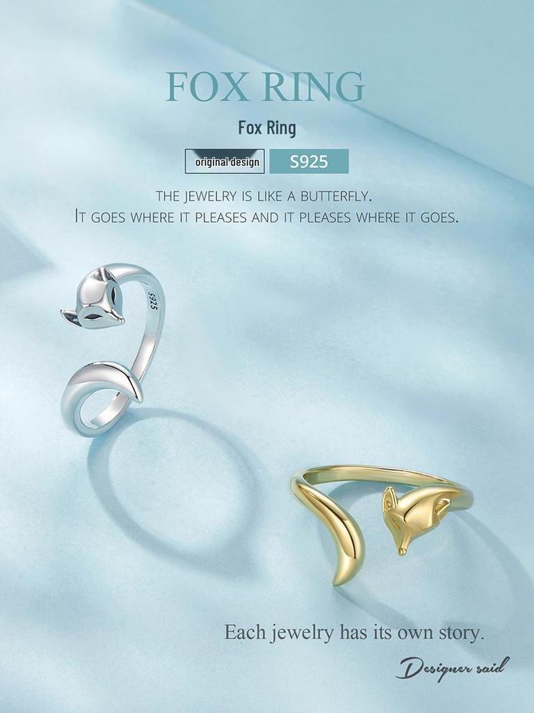 Everle Sly Fox Adjustable Sterling Silver Ring for Women