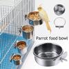 Stainless Steel Bird Bowls Parrot Feeding Bowl Cage Cup Hanging Bowl Clamp-on Water Drinker Pet Food Dish Parrot Rabbit Hamster