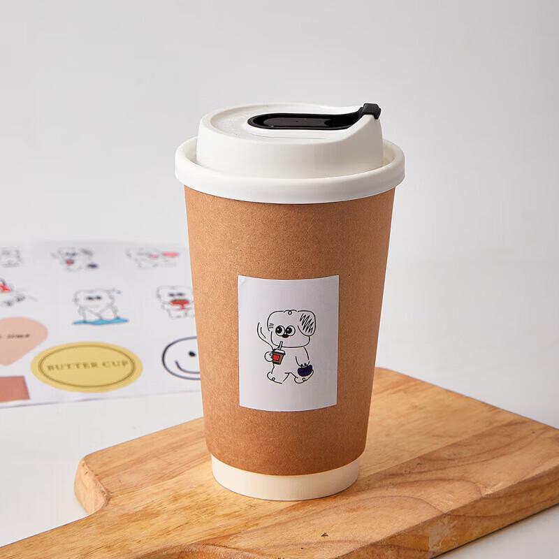 500ml Disposable Paper Coffee & Milk Tea Cups with Lids