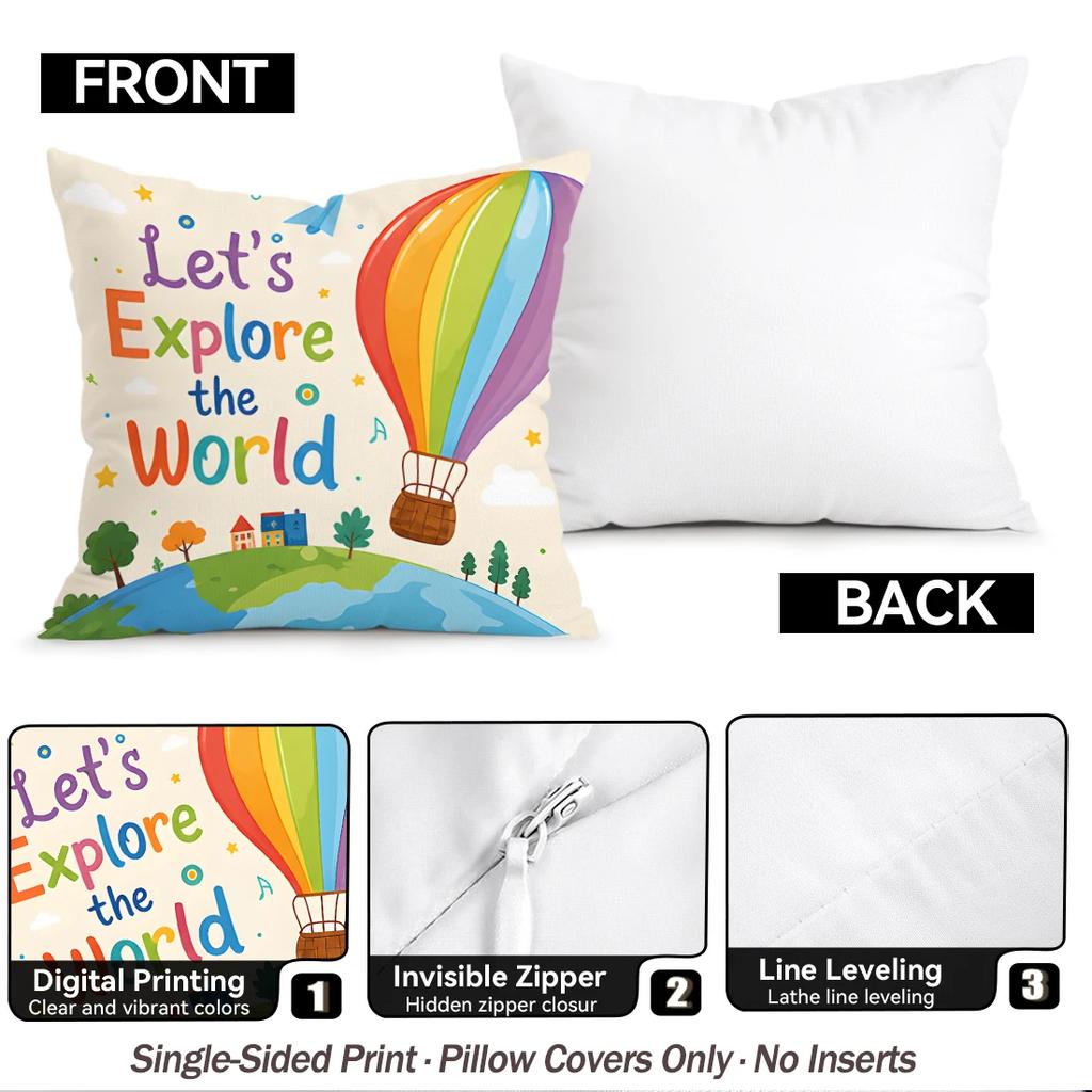 1pcs/4pcs Back-to-school Inspirational Cushions Pillowcase Polyester Cushion Cover Throw Pillow Pillowcover Home Car Sofa Decor