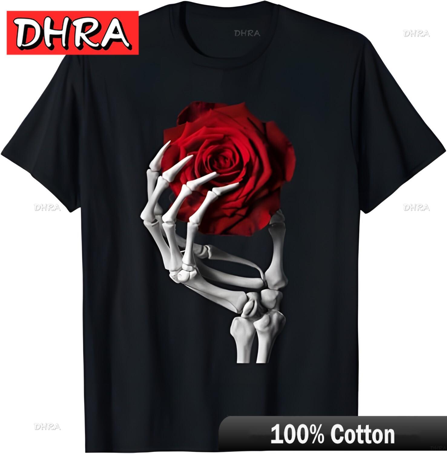 

Skeleton Hand Red Rose Flower TShirt Creative Graphic TShirt Aesthetic Edgy Nostalgic Tshirts Tops for Funny Shirts Girls Peru 4XL