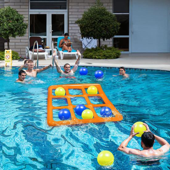 Inflatable Pool Tic-Tac-Toe Game Waterproof Floating Board with Balls Family Outdoor Water