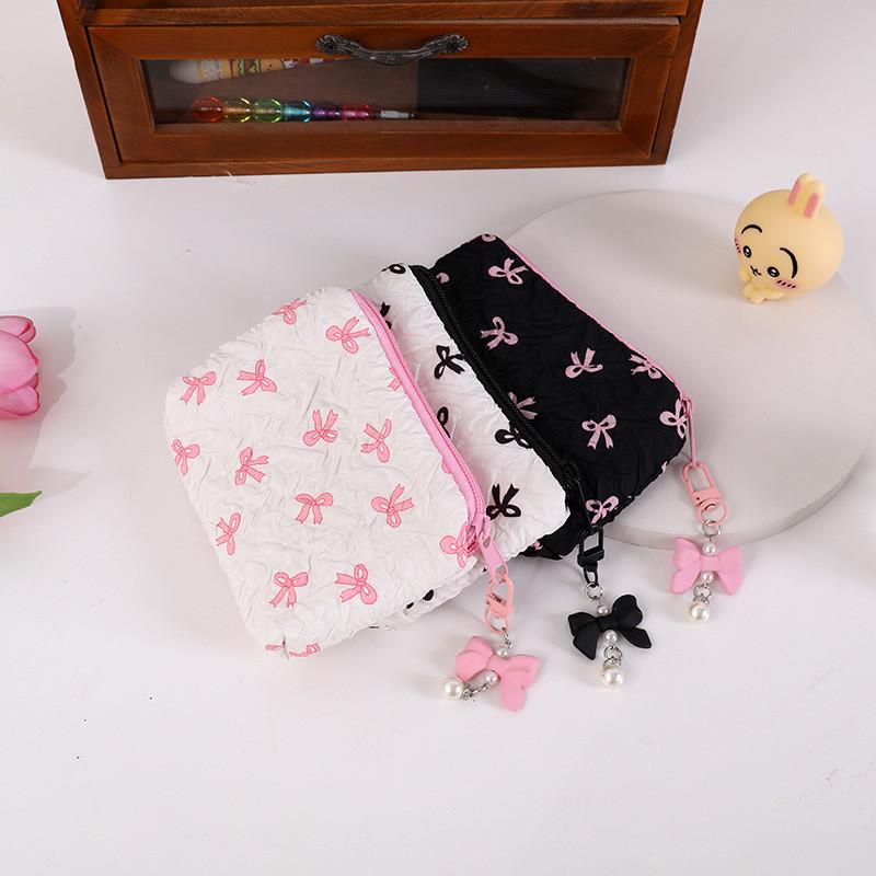 Small Fresh Butterfly Bow Polyester Wallet With Large Capacity Card Organizer And Makeup Bag For Daily Use
