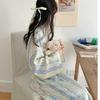 [Imitation Cotton Fabric] Simple Casual Striped Nightgown Nightdress Pajamas Women's Spring and Autumn Long-sleeved Loose Loungewear