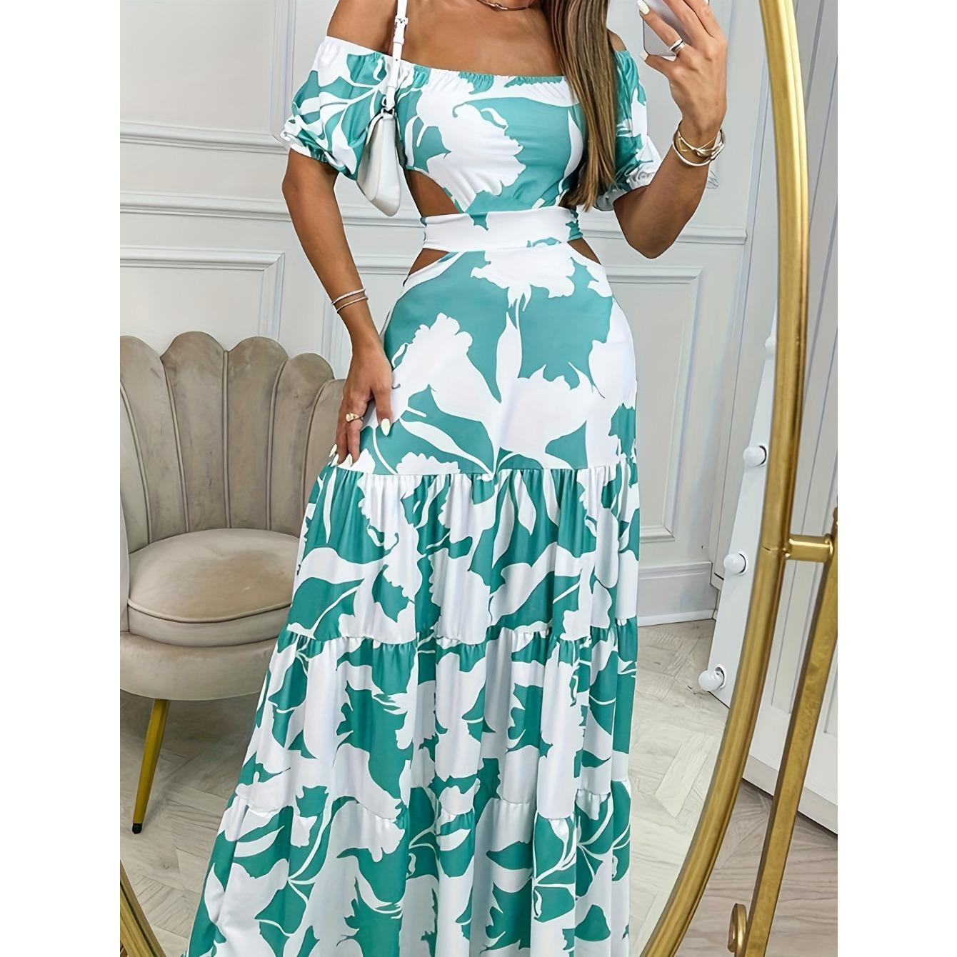 

IHUASU летняя женская длинная юбка с эластичной резинкой на талии и принтом, праздничное платье XXL