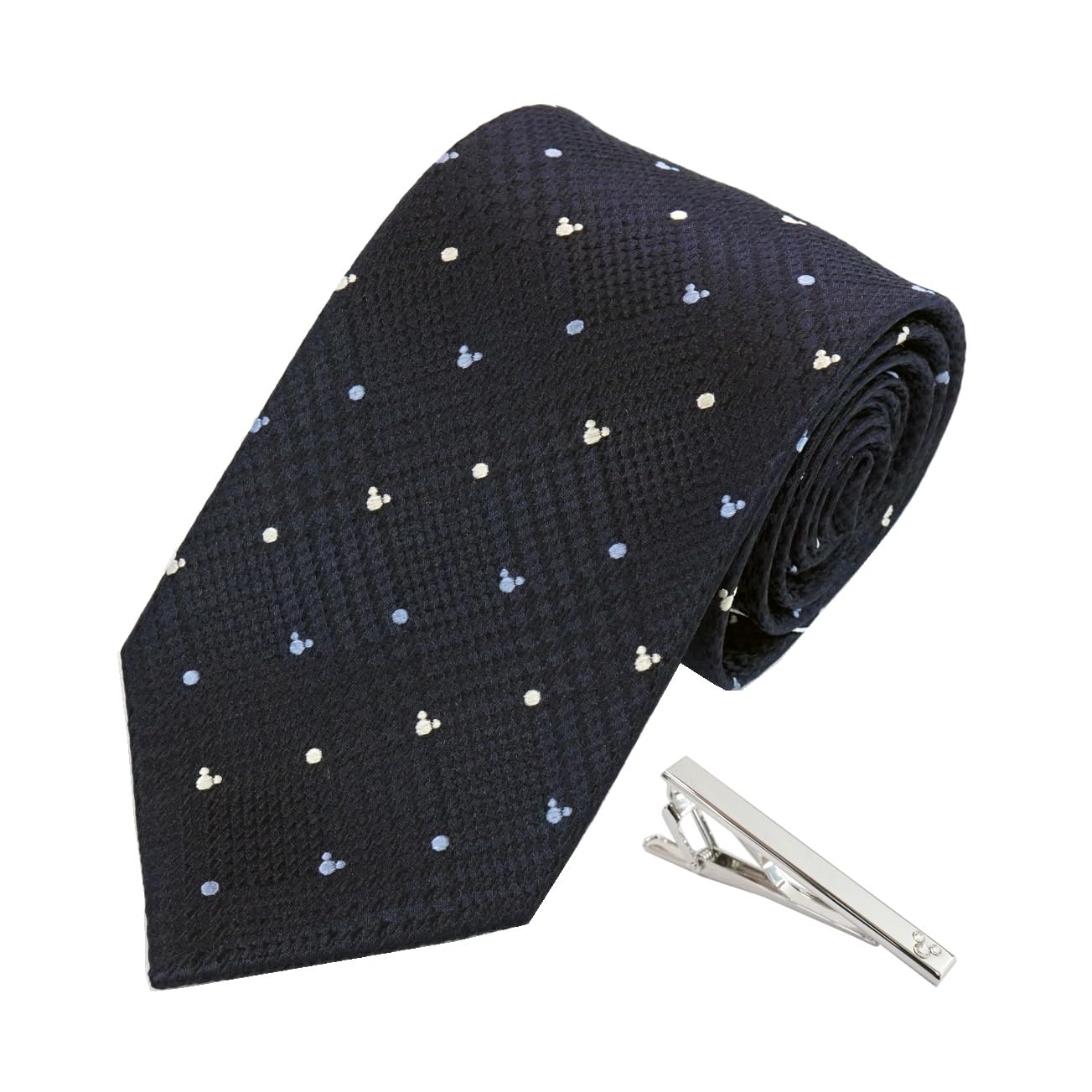 

Disney Mickey Mouse Tie Tie Bar Set Includes Tie and Tie Clip & (Navy Blue, Wa-08) -
