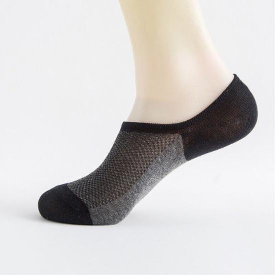 Men Summer Breathable Mesh Color Block Anti-slip Invisible Low Cut Boat Socks