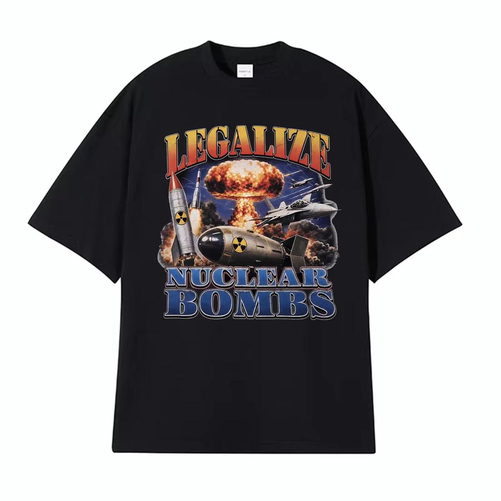 Bombs Funny Vintage Graphic T-shirts Men's Clothing Fashion T-shirt Oversized Cotton Short Sleeve T Shirts