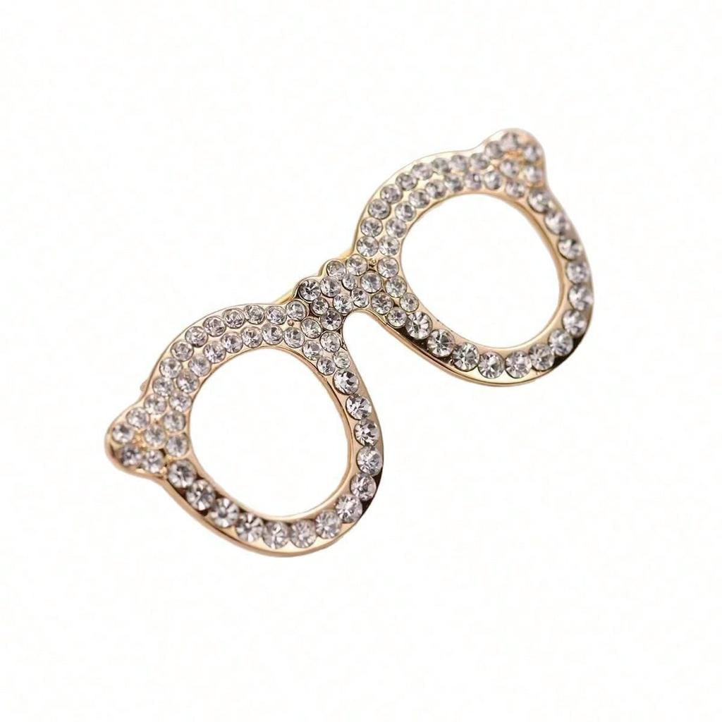 High-End Simple Geometric Retro Metal Inlaid Diamond Brooch Decorative Bag Accessory Alloy Badge Ornament