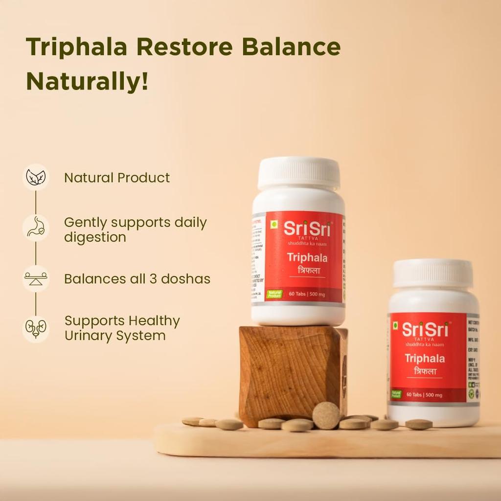 Sri Sri Tattva Triphala 500Mg Tablets 60Tab X Pack Of 2 | Herbal Digestive Supplement For Wellness