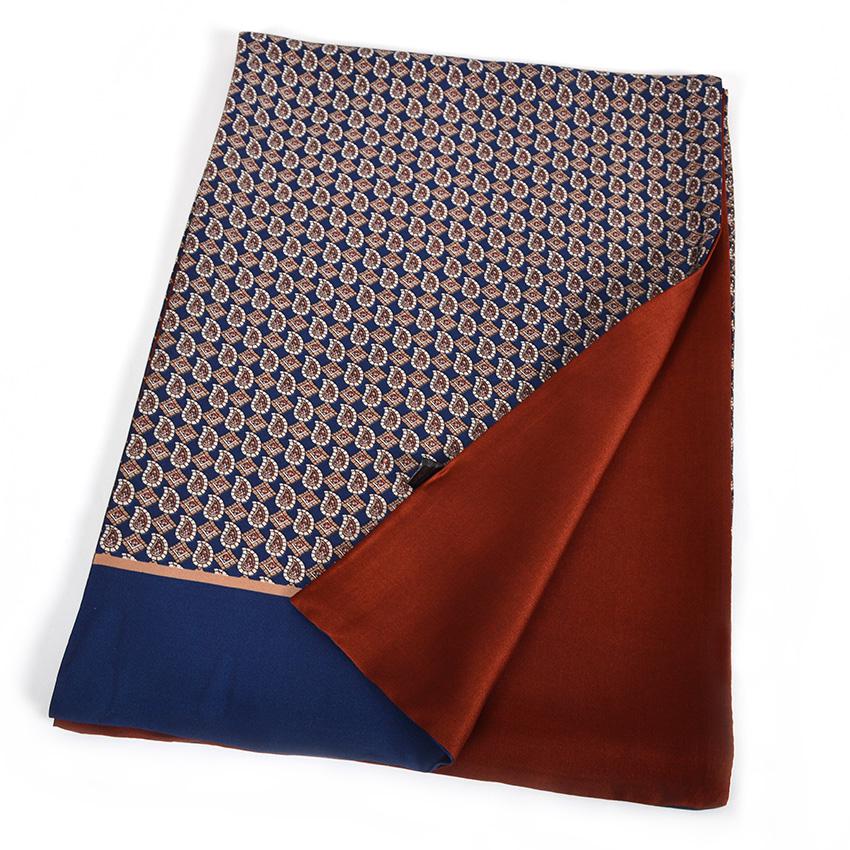 [BYSIFA] Winter Business Men Scarves New Brand Male Long Silk Scarf Cravat Double Faces Coffee Paisley Men Neck Scarf 170*30cm