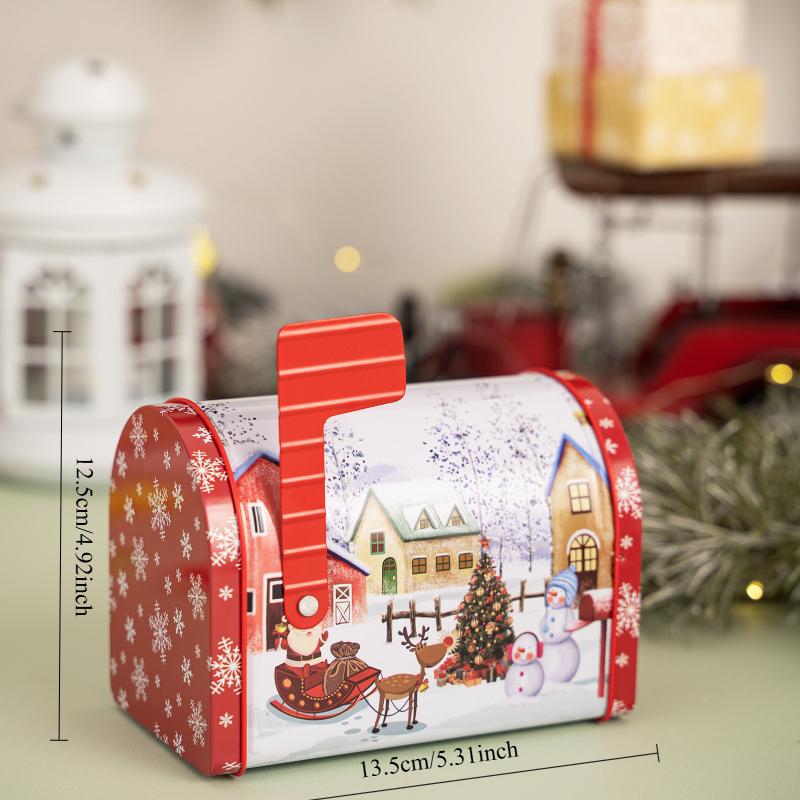 Tinplate Box Mailbox Christmas Decoration Supplies Christmas Gift Candy Box Ornaments