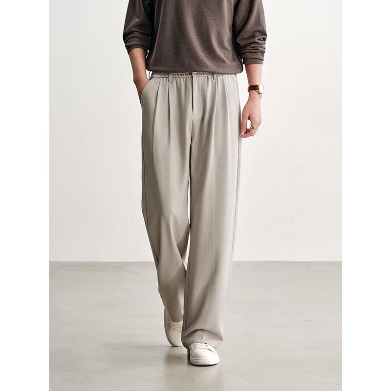 HAUT TON Men's Bamboo Texture Linen Blend Casual Trousers