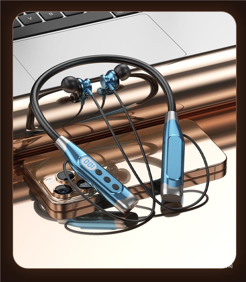 2025 High-Quality Bluetooth Sport Neckband Earphones with Long Battery Life, Card Slot, Wired Option, and Noise Reduction.