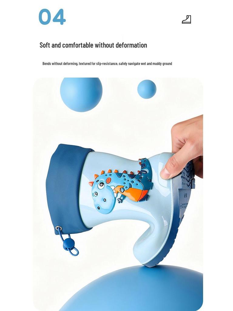 Kinder Cartoon Regenstiefel, Rutschfest mit elastischer Öffnung und weicher Samtsohle für ältere Kinder