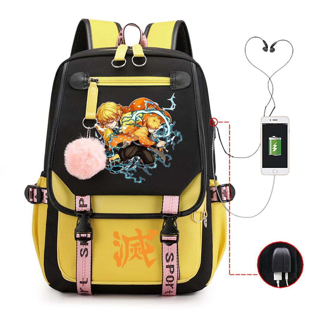 Ghost Extermination Surrounding Day Trend Backpack Large Capacity Student Schoolbag Multi-functional Leisure Outdoor Bag