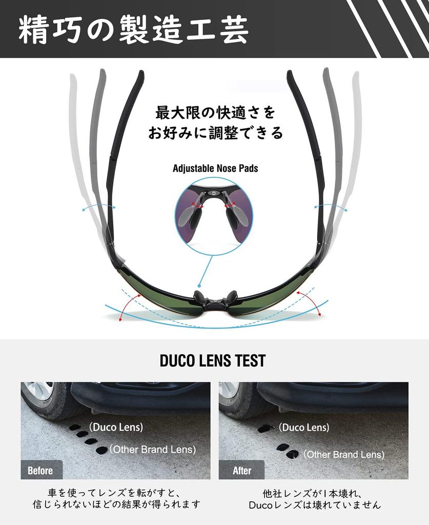 DUCO Men's Polarized Sports Sunglasses with UV400 Protection, Made of AL-MG Alloy, Ultra-Lightweight, for Driving, Cycling, Fishing, Running, and