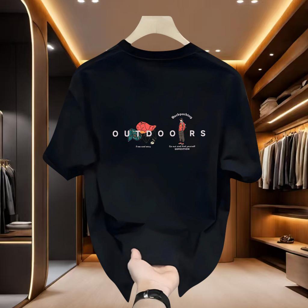 Cross-Border Special Supply Of Good Goods 100% Cotton Short-Sleeved T-Shirt Men'S Trendy Brand Simple Round Neck Loose Half-Sleeved Couple