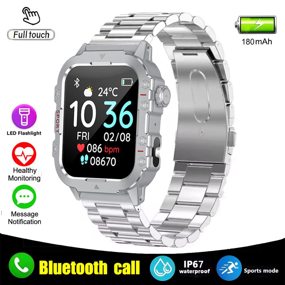 New Military Smart Watch Men IP67 3ATM Outdoor Sports Fitness Tracker Health Monitor 1.44Inch BT Call Smartwatch