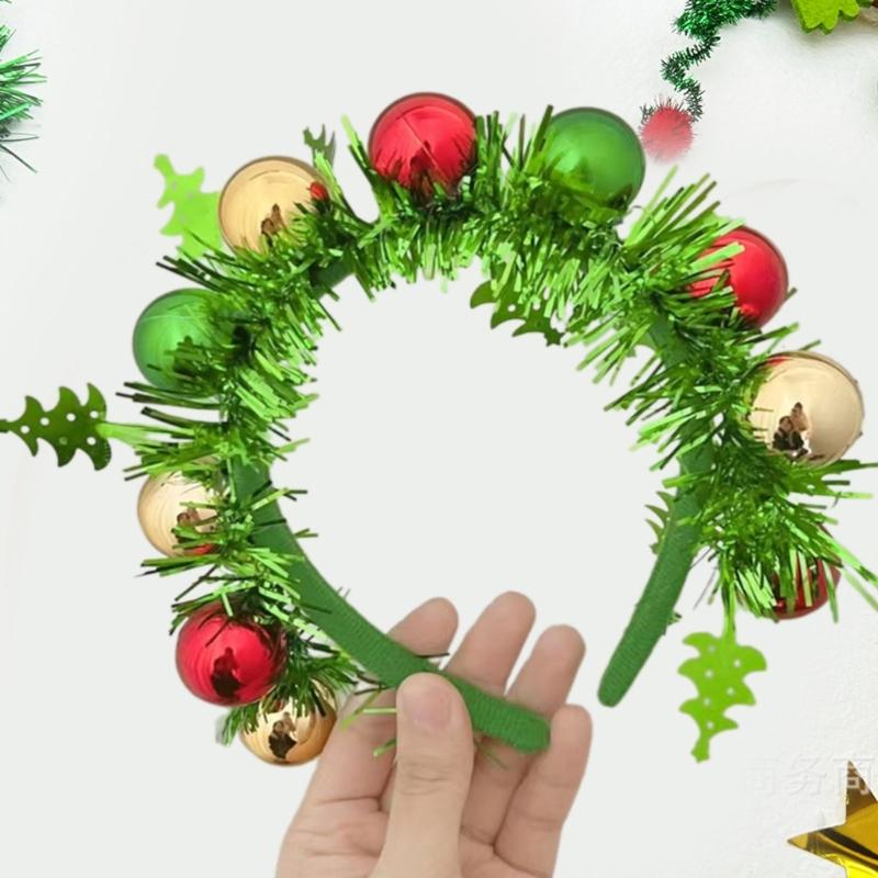 Festival-Kopfschmuck mit Weihnachtskugeln-Akzent, stilvoller Haarreif, Kunststoff-Kopfschmuck für Familienfeiern, Zusammenkünfte