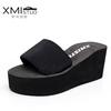 New Cool Slippers Summer Women's Platform One-word Drag Women's Muffin Slippers Slope Heel Beach Shoes Sandals Non-slip