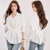 Women's French Style Slimming White Polo Neck Long Sleeve Shirt - 2026 Early Spring Collection