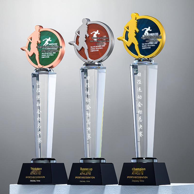 Outstanding Employee Award: Engraved Honor Crystal Trophy with Thumbs Up & Star Design for Annual Meetings