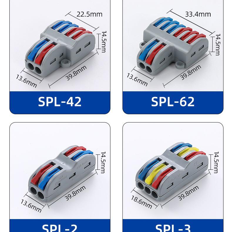 Quick Connector SPL-42/62, 2 In 2 Out Wire Terminal for Downlight and Household Solid